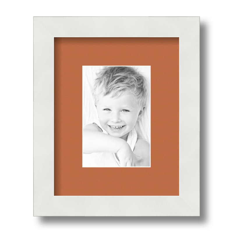 Wood Matte Picture Frame with Mat, Red Orange