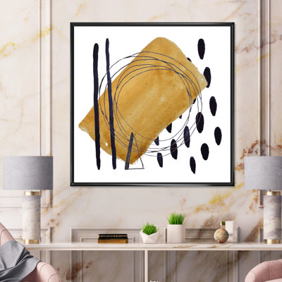 Abstrait géométrique en brun avec des pois noirs - Peinture sur toile