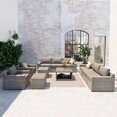 Eastford 11 Piece Rattan Multiple Chairs Seating Group with Cushions