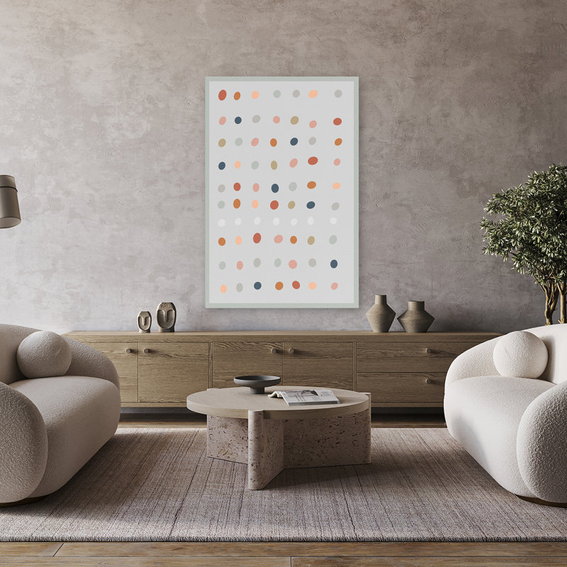 «Polka Dot Circles I», art numérique moderne abstrait, minimalisme, H 48 po x l 32 po