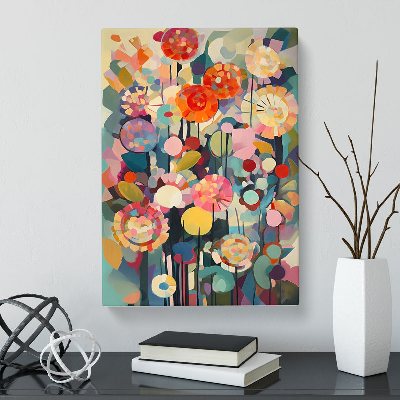 Qualana Retro Flowers Vol.12 - Wrapped Canvas, 50cm H x 35cm W