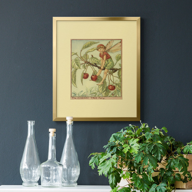 «The Cherry Tree Fairy», toile encadrée de qualité supérieure - prête à être accrochée, Or, H 24 po x l 20 po
