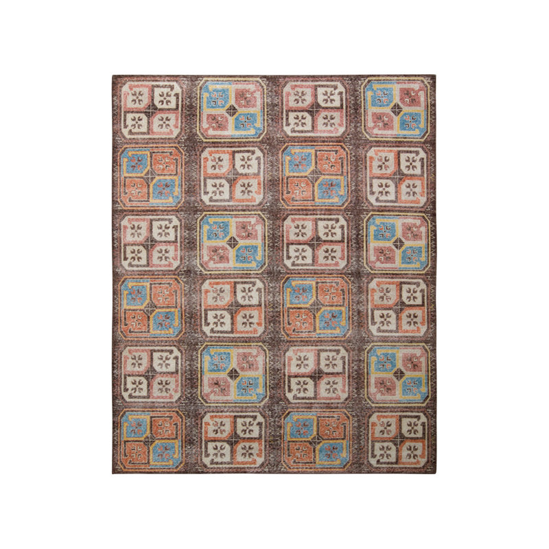 Distressed Homage Handmade Kilim Wool Geometric Area Rug, Rectangle 5' x 8'