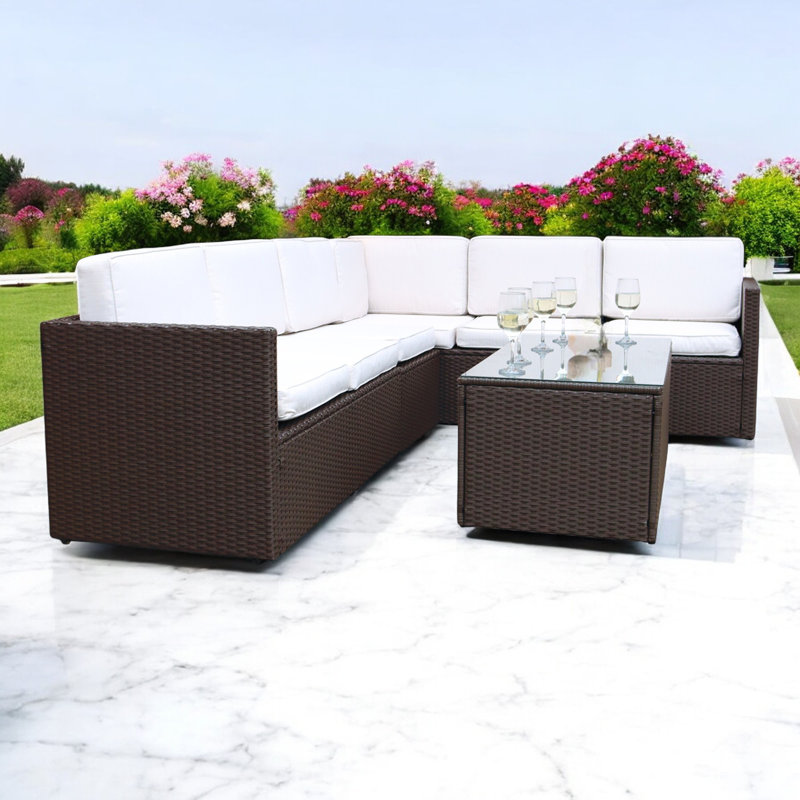  Black Corner Lounging Set, Brown, White
