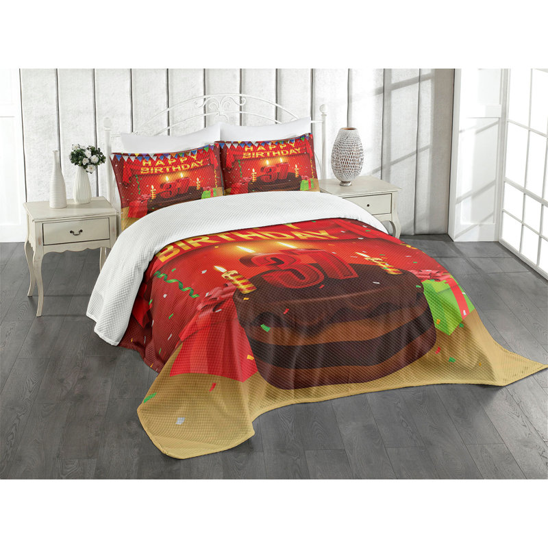 Ambesonne Colorful Bedspread Set 3 Pcs Cake Balloons King Multicolor