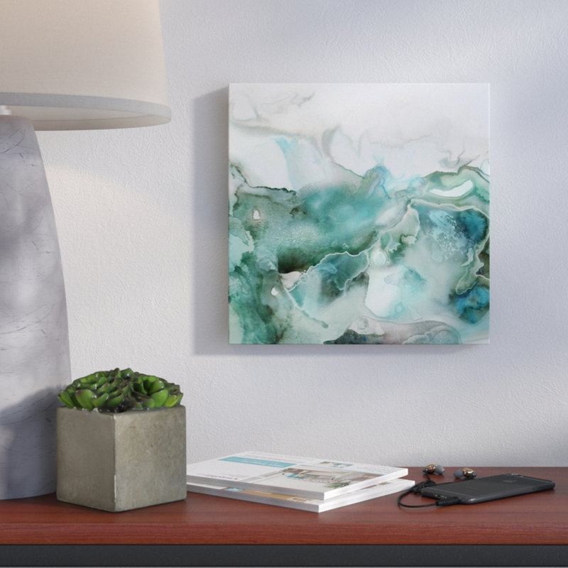 'Mint Bubbles I' Print, 8" H x 8" W x 1.5" D, Canvas
