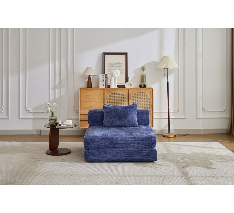 Fauteuil convertible Chenille, Bleu très foncé