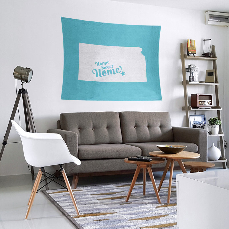 Tapisserie murale wichita doux pour la maison, H 27,5 po x l 37,5 po, Bleu sarcelle