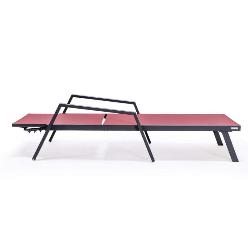 Marlin Burgundy Aluminum Outdoor Chaise Lounge Set with Fire Pit