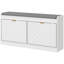 Banc à chaussures, banc d'entrée avec 2 tiroirs rabattables, coussin de siège et 2 évents pour 8 paires de chaussures pour le couloir, blanc