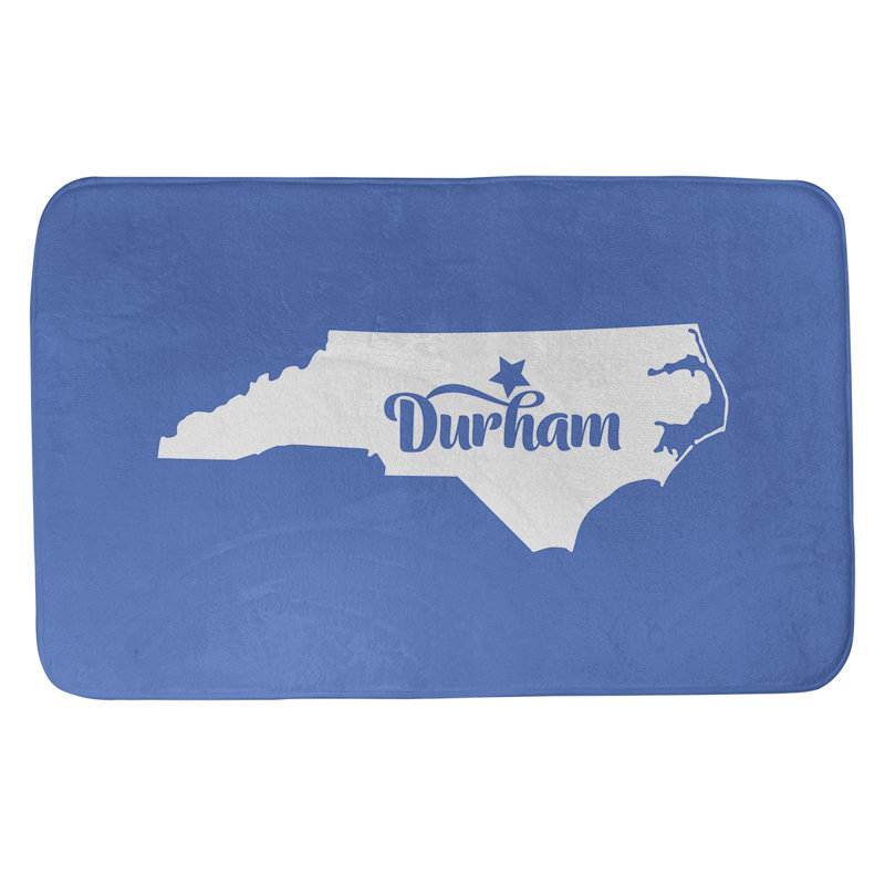Tapis rectangulaire antidérapant pour salle de bain, L 17 po x L 21 po, Bleu, Durham, Caroline du Nord 
