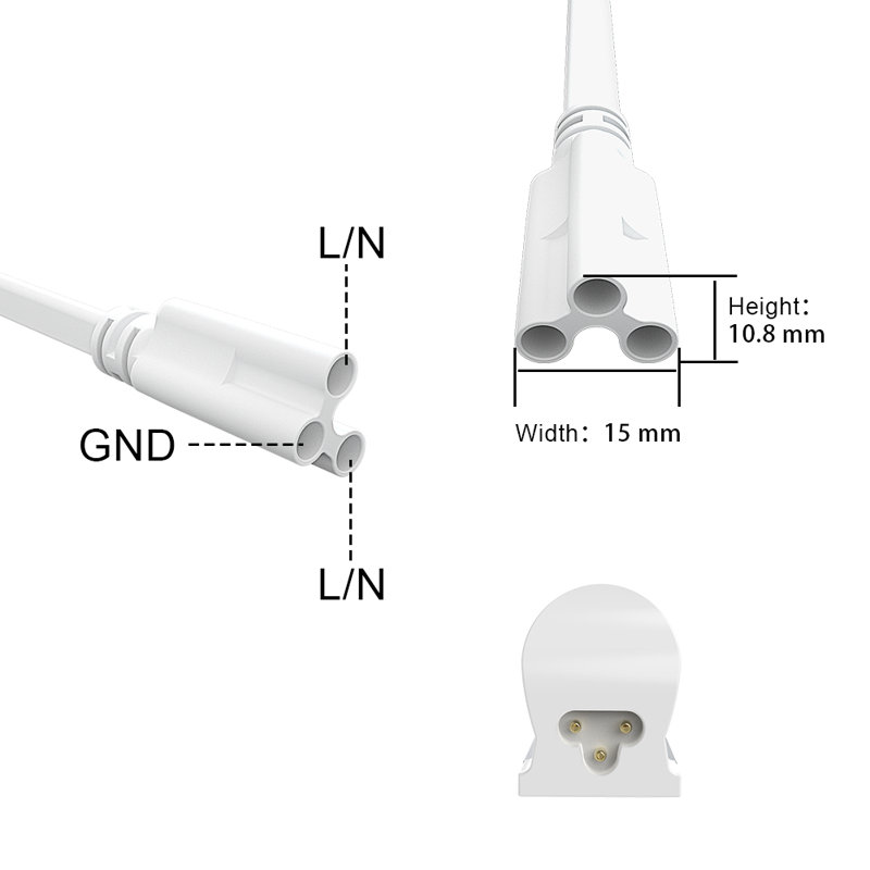 4 lumières à 3 broches T8 avec lumière, H 24 po x l 0,2 po x P 0,2 po