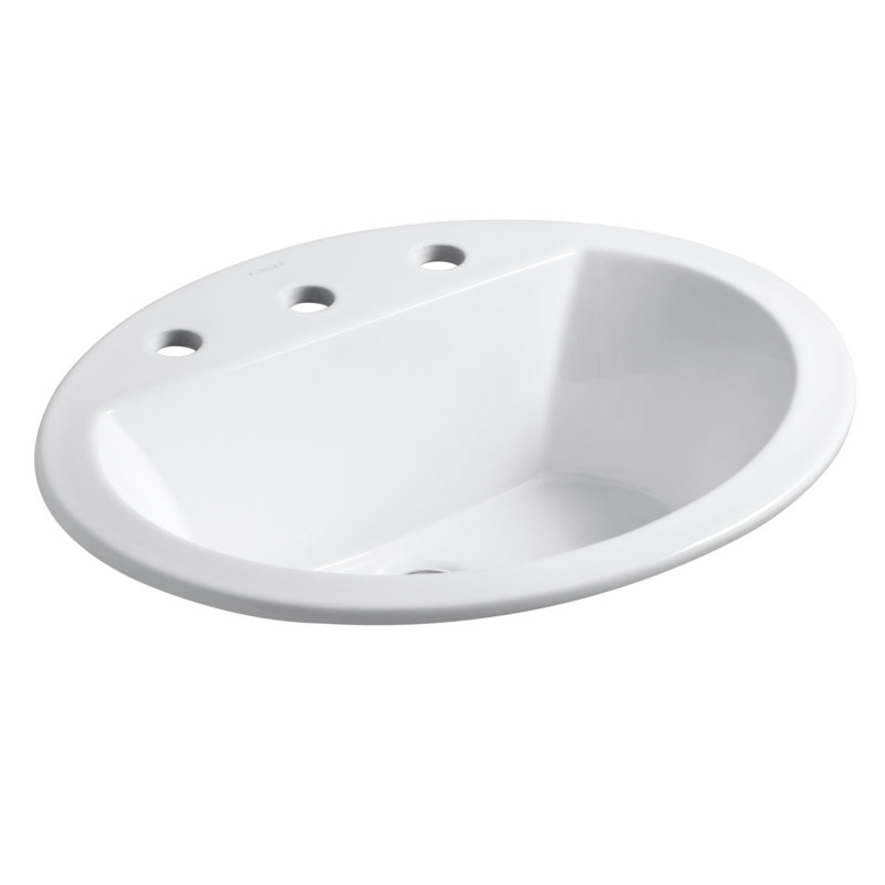Bryant Ceramic Oval Drop-In Bathroom Sink with Overflow, Single, Biscuit