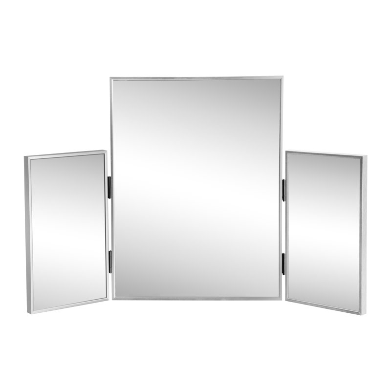 Miroir de salle de bain rectangulaire à trois volets ajustable en alliage d'aluminium à fixation murale à trois volets l 30 po x H 20 po Orthos
