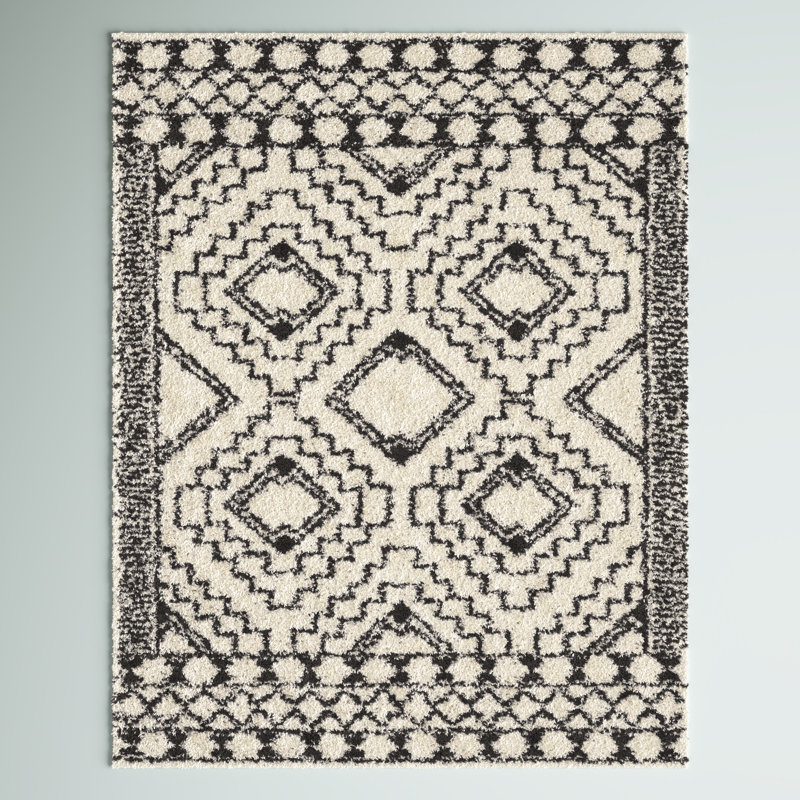 Tapis gris anthracite / crème Hilary Southwestern, Rectangle 6 pi 7 po x 9 pi