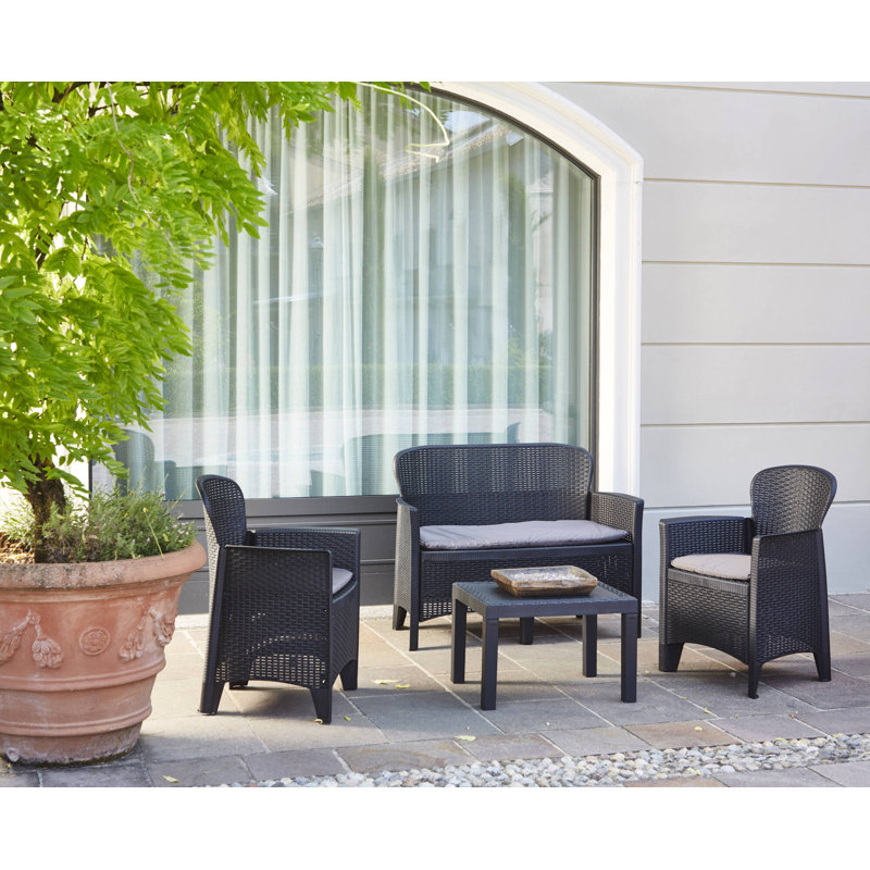 4 - Person Patio Dining Set with Square Table , Cushions Included
