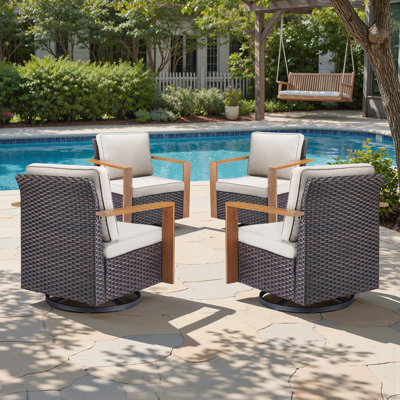 Ensemble de 4 chaises d'extérieur pivotantes avec coussins Allcot