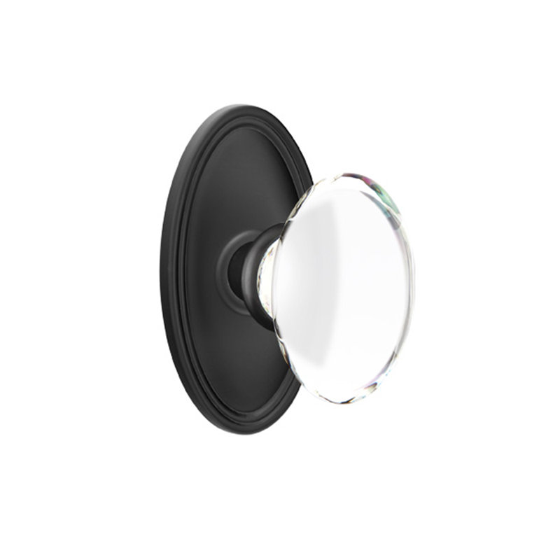 Passage Hampton Knob with Oval Rose, Flat Black
