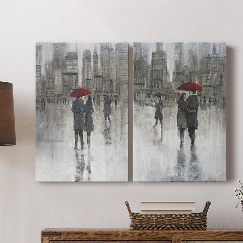 Rain in The City I - Toile tendue avec châssis de qualité supérieure - Prêt à accrocher, H 36 po x l 24 po
