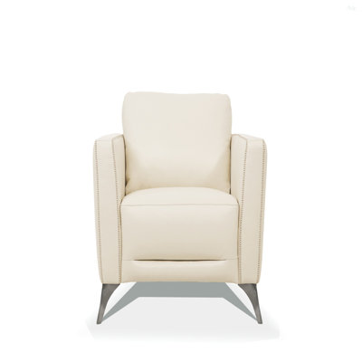 Fauteuil en cuir crème de Valence (assemblé)