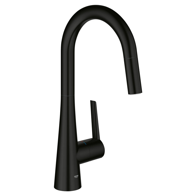 Robinet de cuisine à poignée simple Zedra, Noir mat