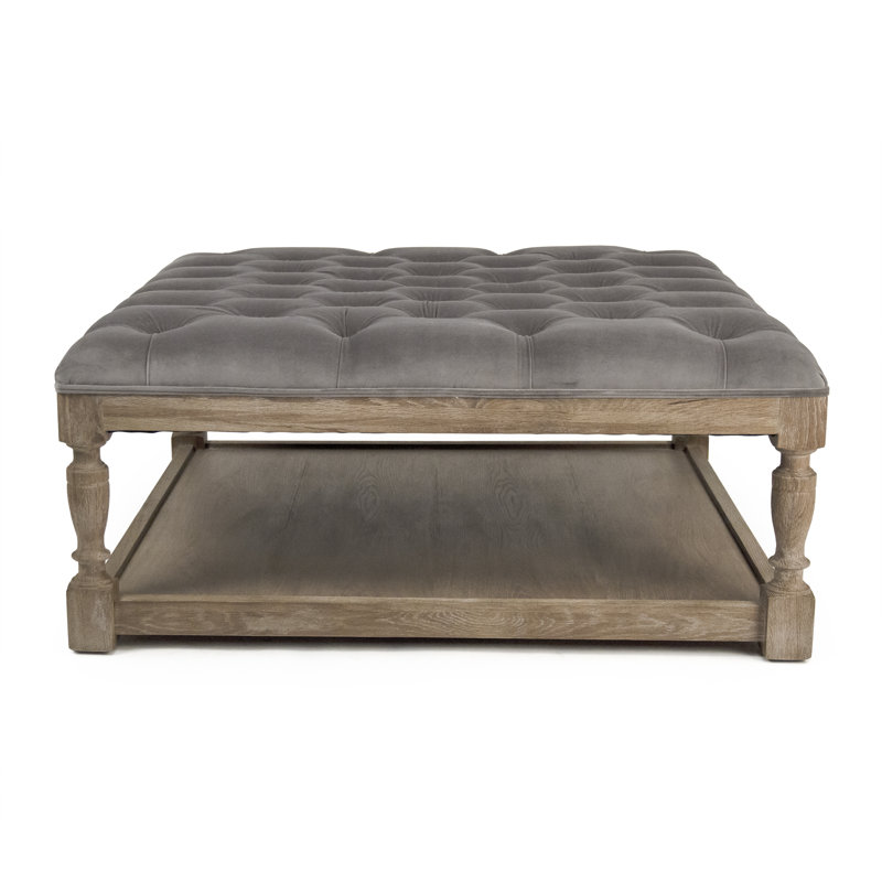 Upholstered Ottoman, Gray, Brown