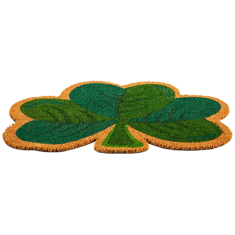 Tapis en fibre de coco en forme de trèfle Happy St. Patrick's Day