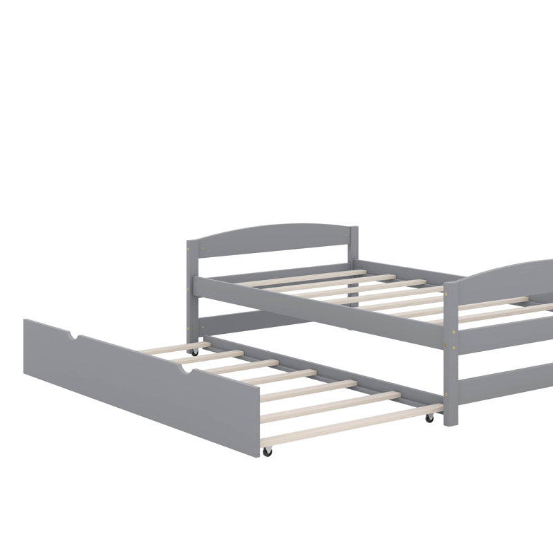 Lit plateforme simple avec lit gigogne, Gris