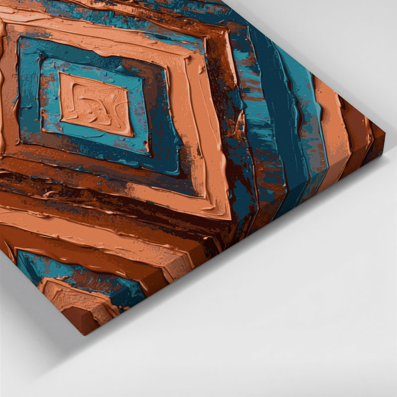 Art mural sur toile noir à motif de chevrons du sud-ouest 221, H 8 po x l 8 po