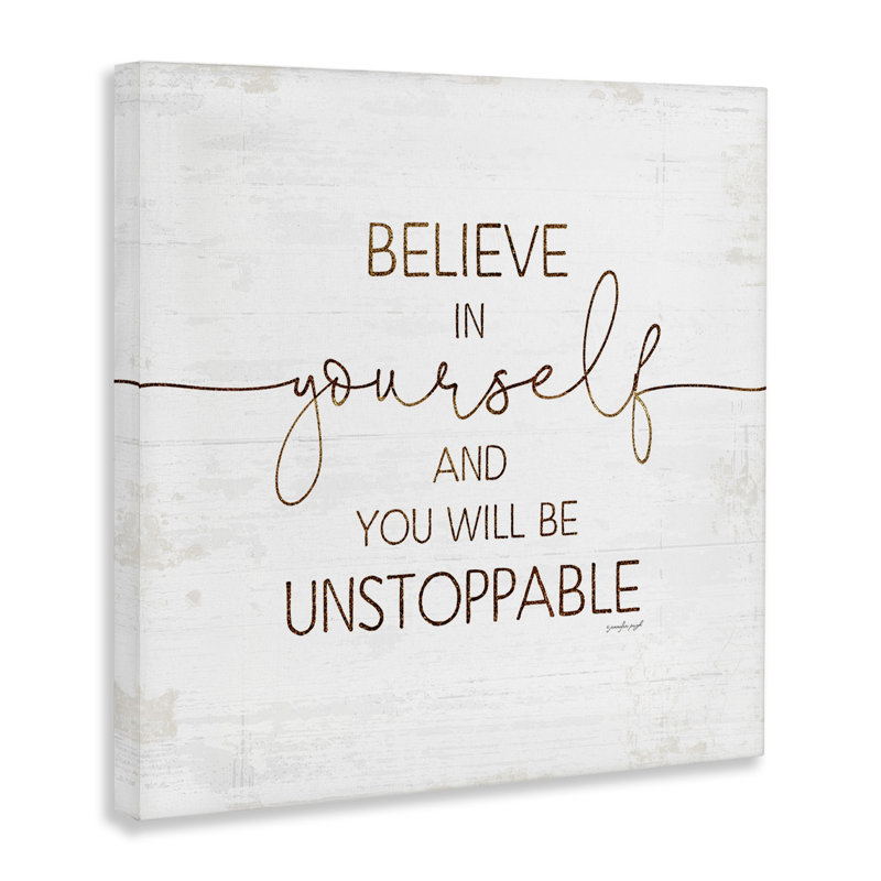 White Framed Believe in Yourself Quote Abstract Art Print