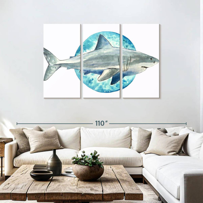 Requin aquarelle, H 48 po x l 74 po