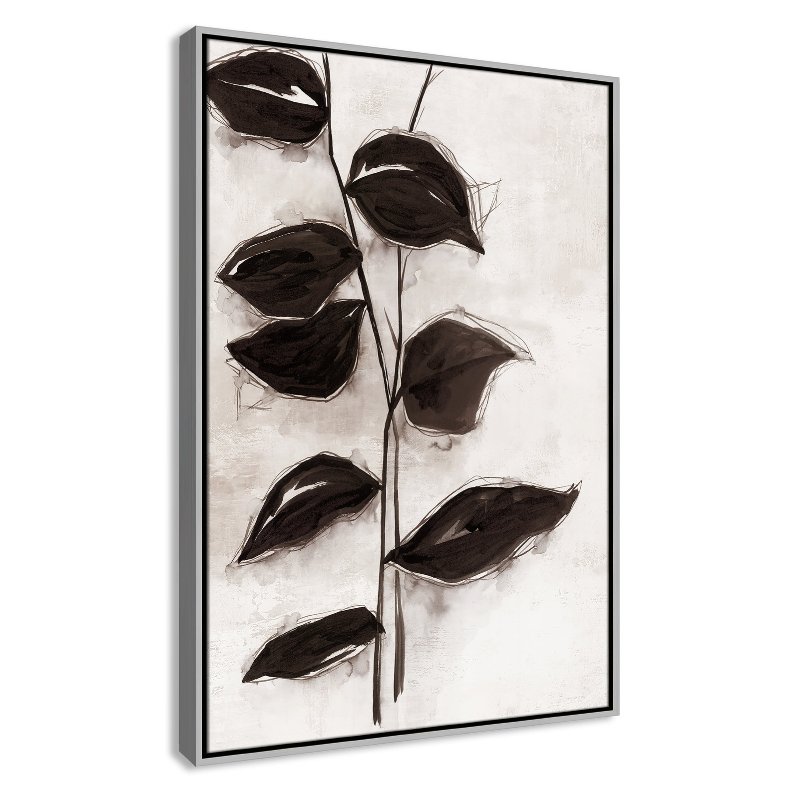 Leaves "Leaves I" Print, 37.5" H x 25.5" W x 2" D, Silver Framed