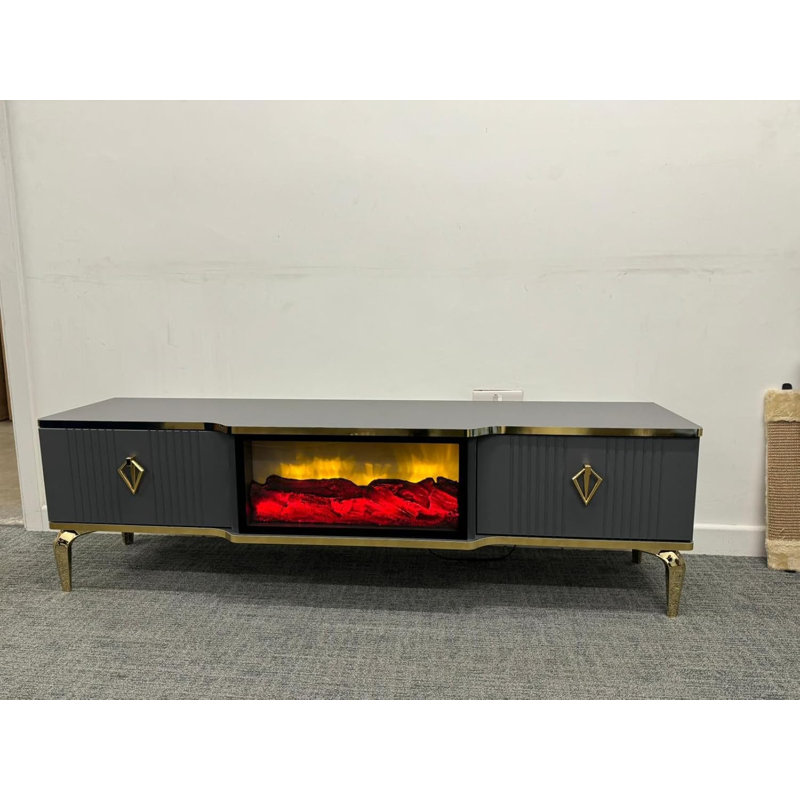 Realistic Flame Effect TV Unit | Realistic Fire Effect TV Cabinet | Fire Insert TV Stand 160x40x50cm | Remote controlled fireplace effect TV unit 