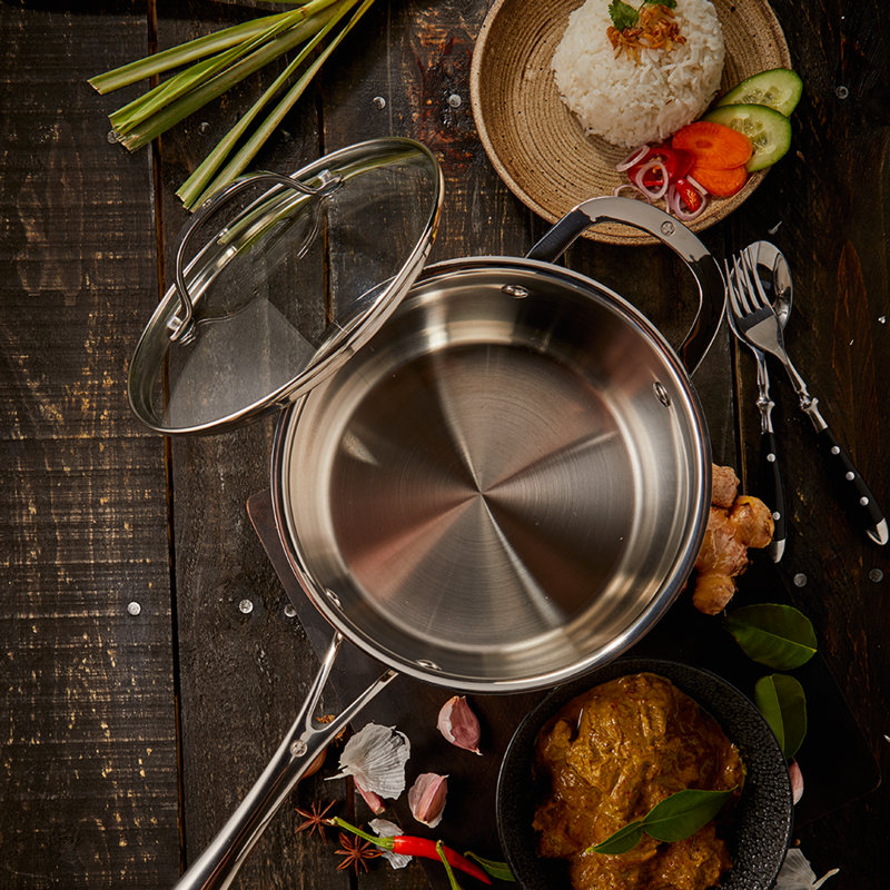 Non-Stick Stainless Steel Saucepan with Lid, 3.6 qt
