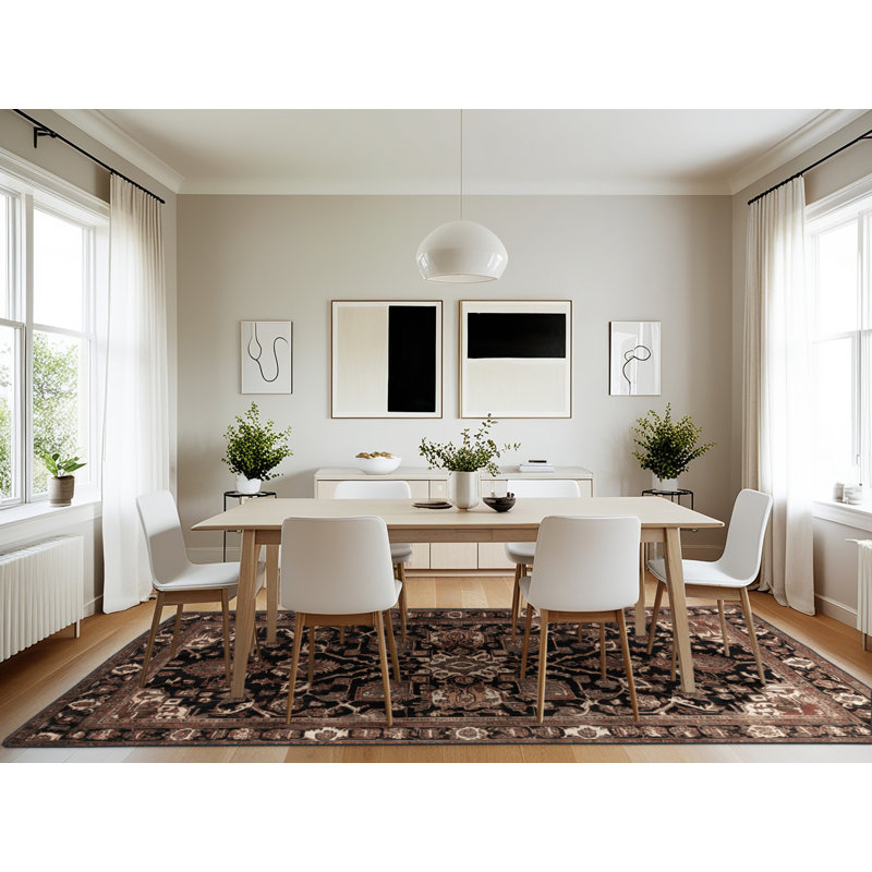 Machine Washable Persian Brown Area Rug, Rectangle 7' x 10'