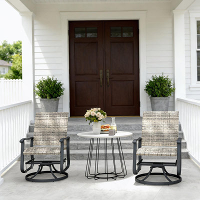 Outdoor Glider Chair,Wicker Rattan Swivel Chair Set