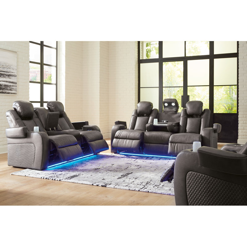 Canapé, causeuse et fauteuil inclinable électrique Fyne-Dyme, Noir