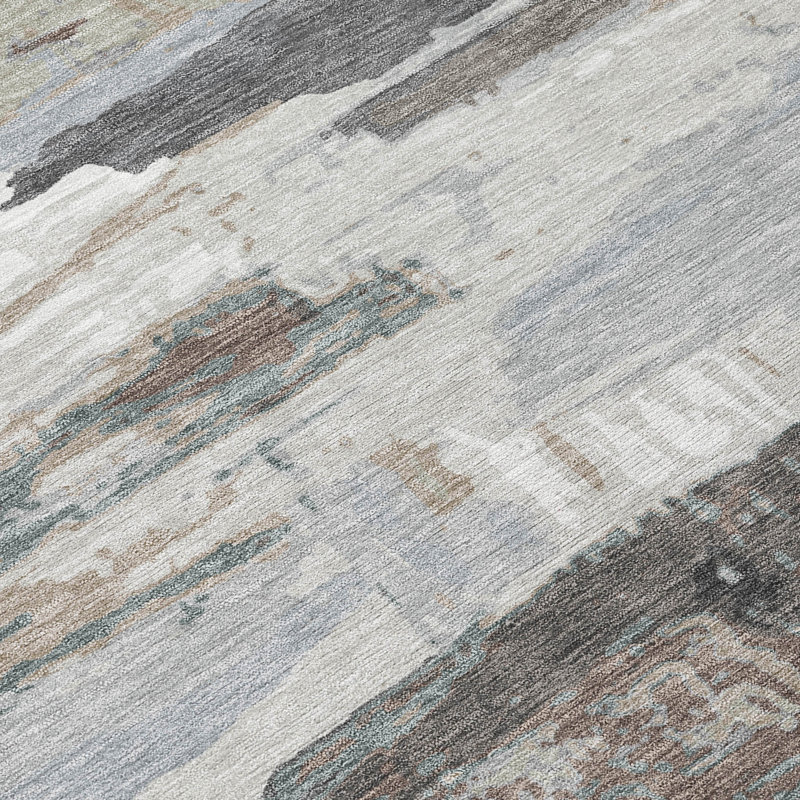Machine Washable Indoor/Outdoor Gursevak ACN2249 Abstract Rug, Rectangle 1'8" x 2'6"