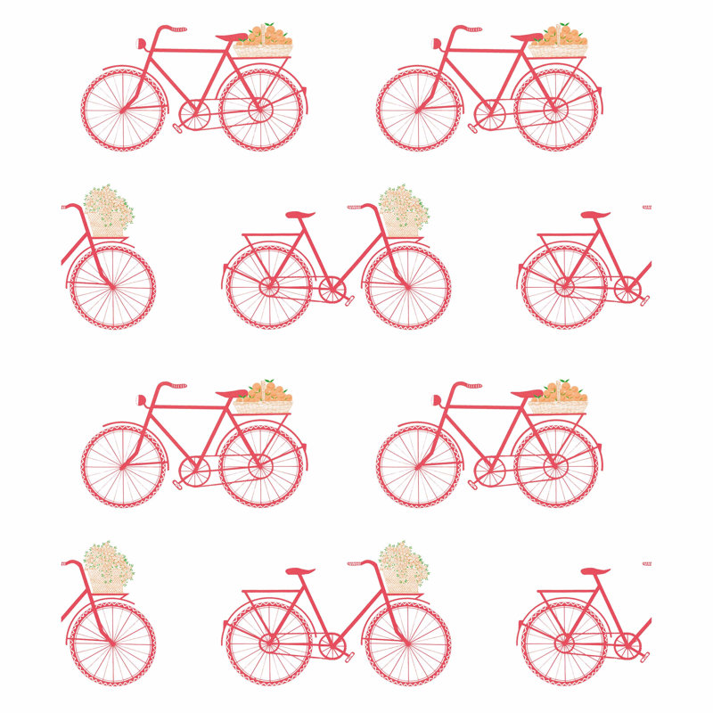 Bicicletas Wallpaper Roll, Rosa
