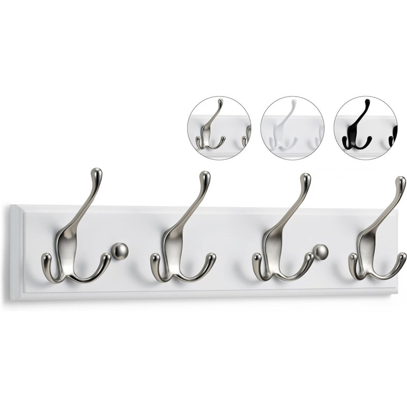 Maryetta Metal Wall Wall Mounted Coat Rack, White/Silver
