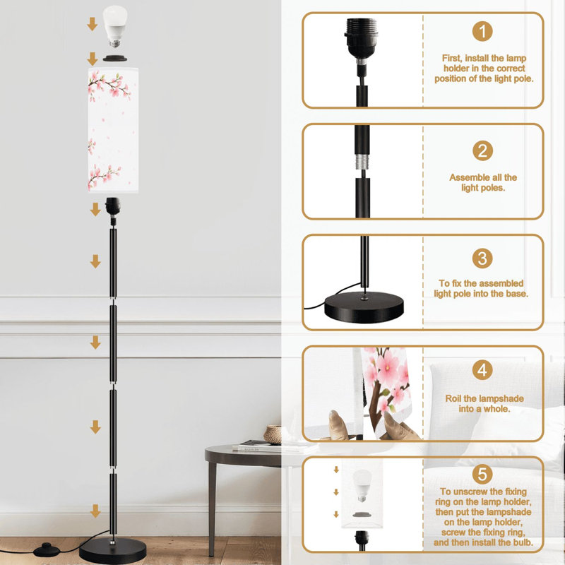 Lampe sur pied Cherry Spring Flower Garden White Japanese Flowers