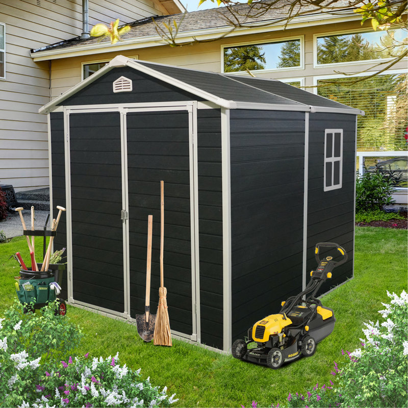 Ensemble de remise pour l'extérieur 6 pi x 8 pi - parfait pour ranger les meubles de patio, noir