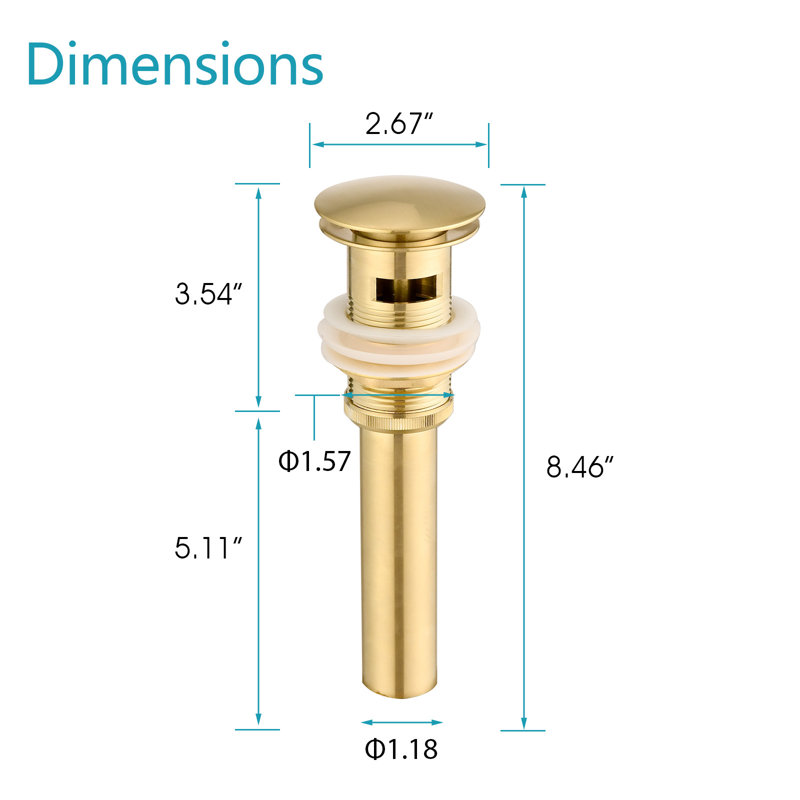 Single-handle Bathroom Faucet with Drain Assembly, Or brossé
