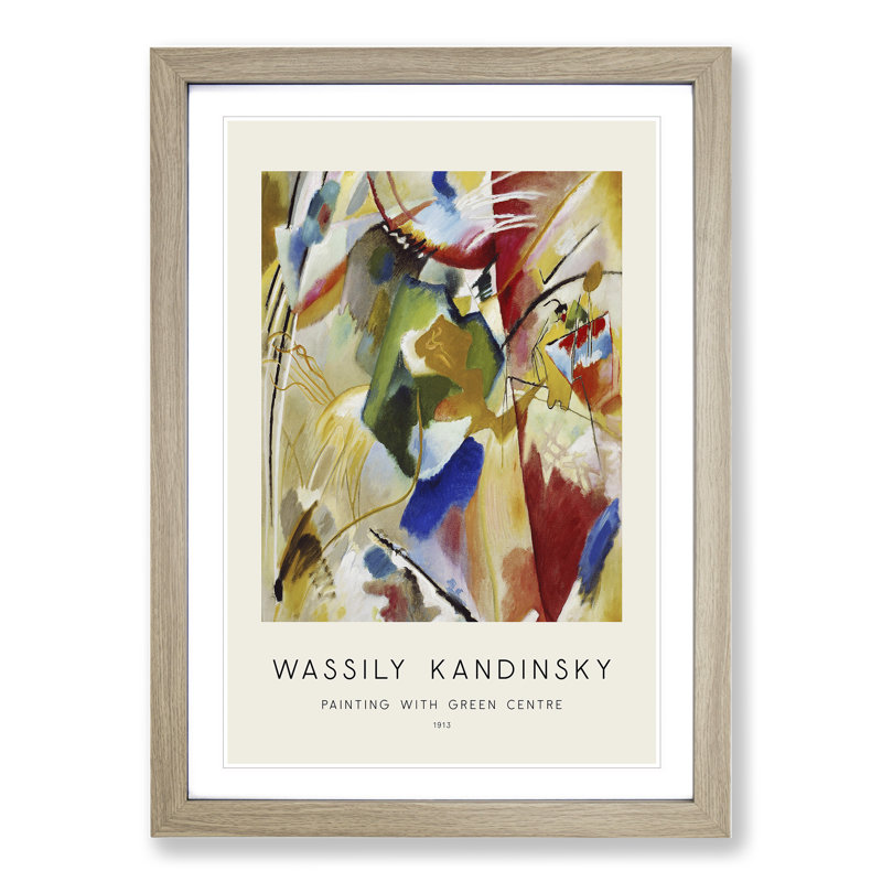 Green Center by Wassily Kandinsky - Single Picture Frame Print, 36cm H x 27cm W x 2cm D, Oak Framed