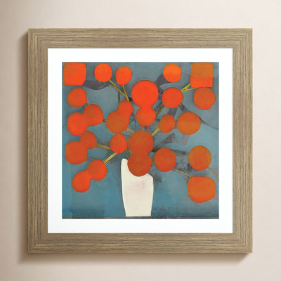 Abstract Orange Flowers Print by Elena Ray