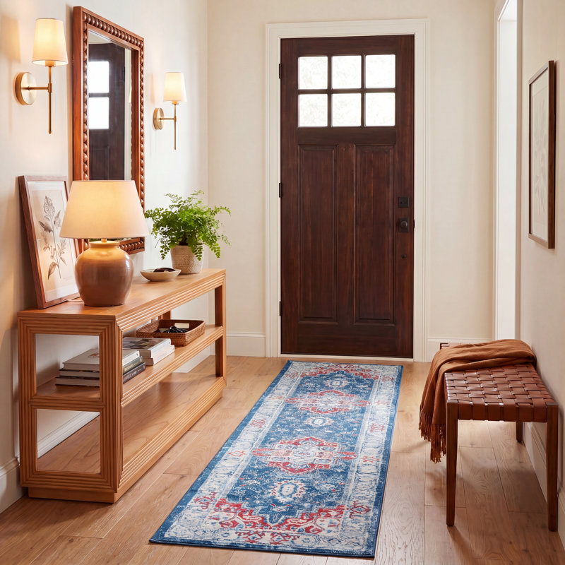 Aurich 851 Area Rug In Navy / Red, Runner 2' x 8'