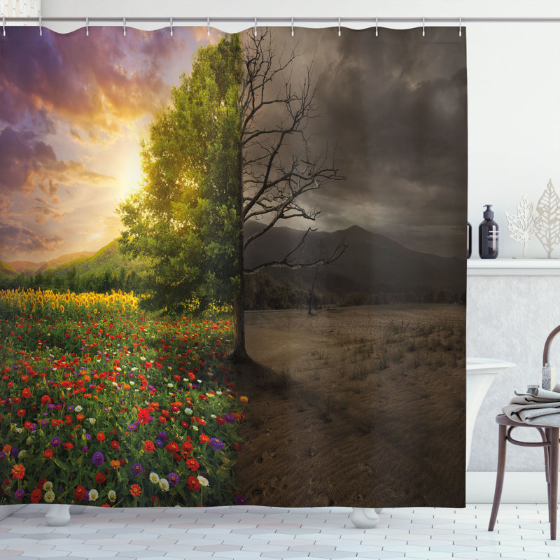 Shower Curtain with Hooks Included, 70"H x 69"W