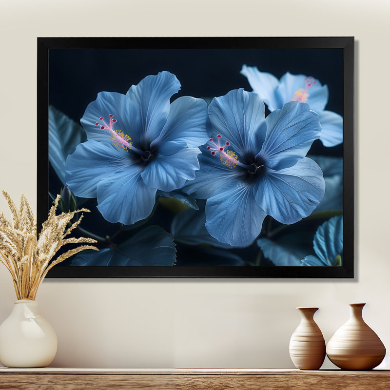 Décoration murale Goudy - Hibiscus, Toile encadrée noire simple, H 34 po x l 44 po x P 1,5 po