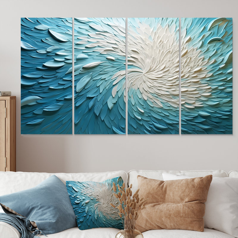 Cordea - art mural vagues 4 pièces, H 28 po x l 48 po