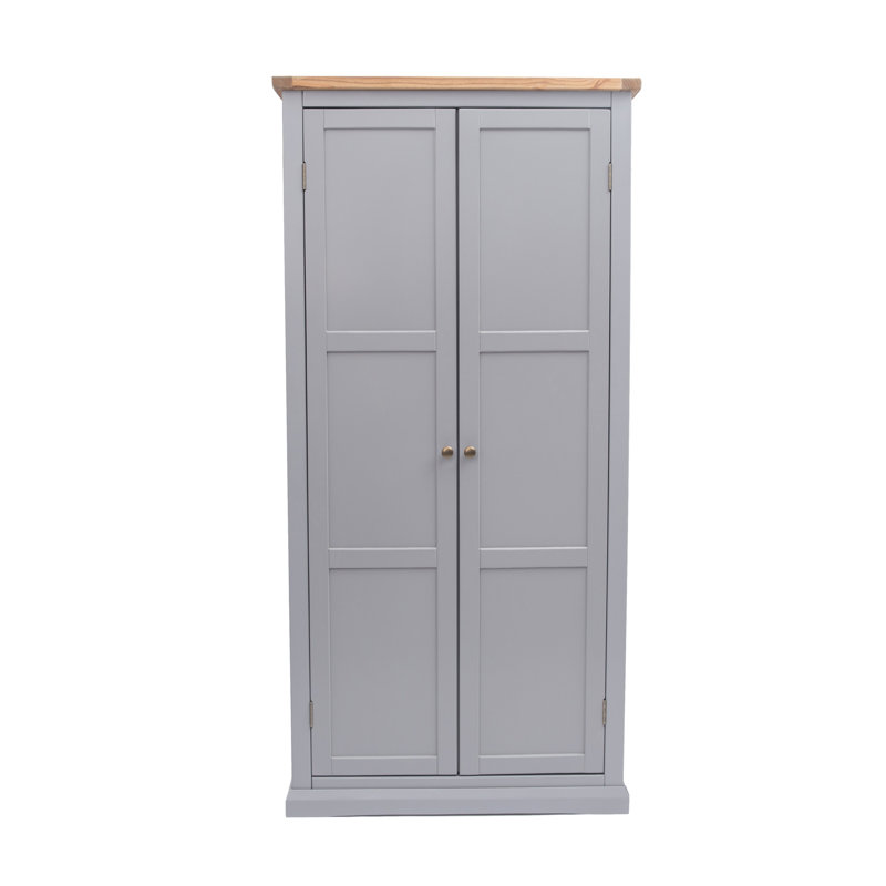 Leonidas 2 Door Wardrobe, Grey/Oak/Antique Brass